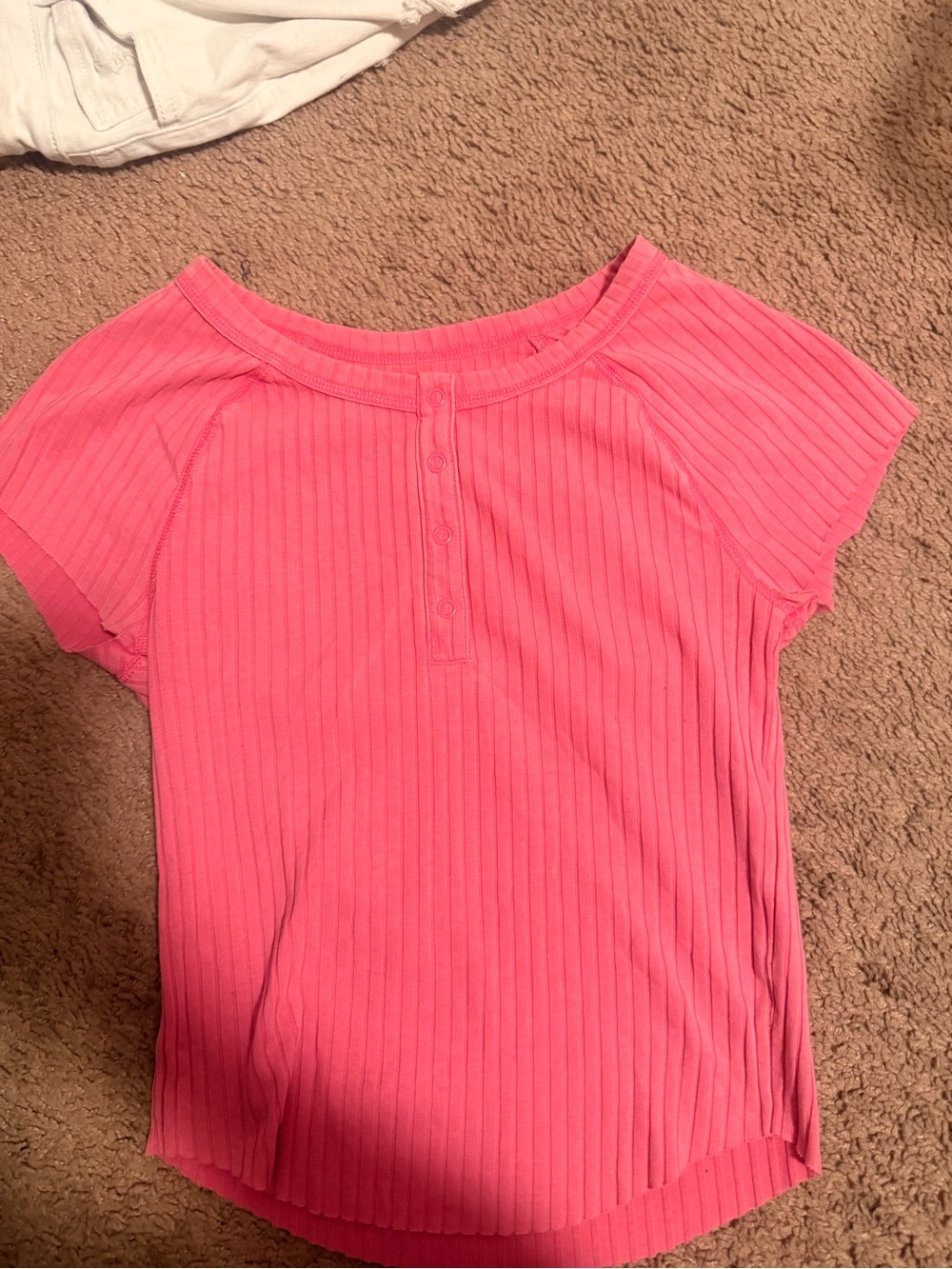 American Eagle Outfitters Pink Ribbed Henley Tee